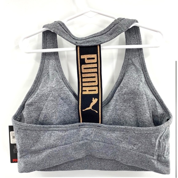 Puma Active Seamless ‘Grey/Rose Gold’  Sports Bra Woman’s Size Medium - Picture 2 of 3